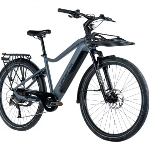 Bicicleta eléctrica de trekking para hombre Leader Fox SANDY de 28" color gris mate talla 19"