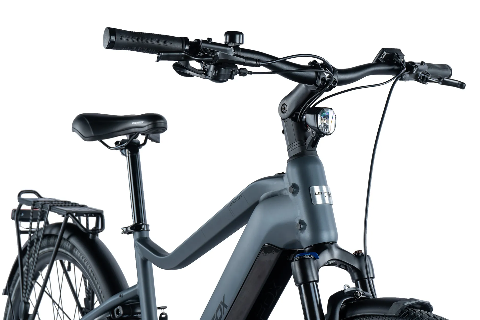 Bicicleta eléctrica de trekking para hombre Leader Fox SANDY de 28" color gris mate talla 19" - Imagen 2