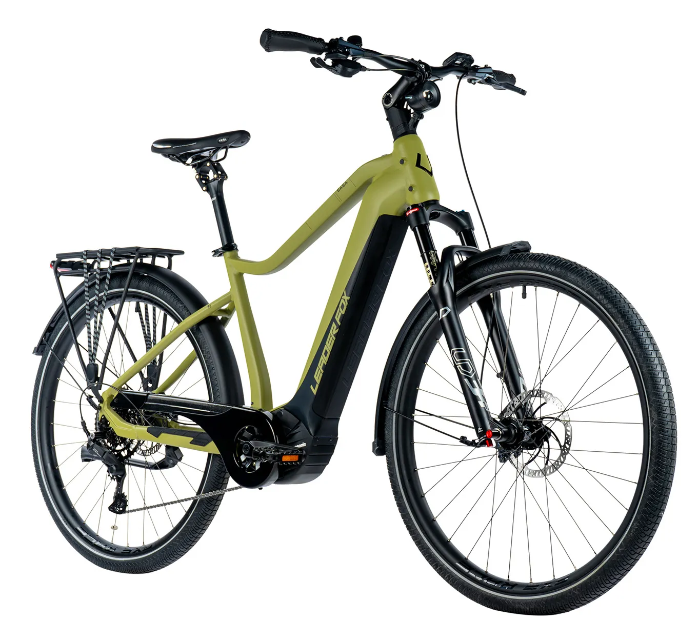 Bicicleta eléctrica trekking Leader Fox SABA 29″ hombre color verde militar