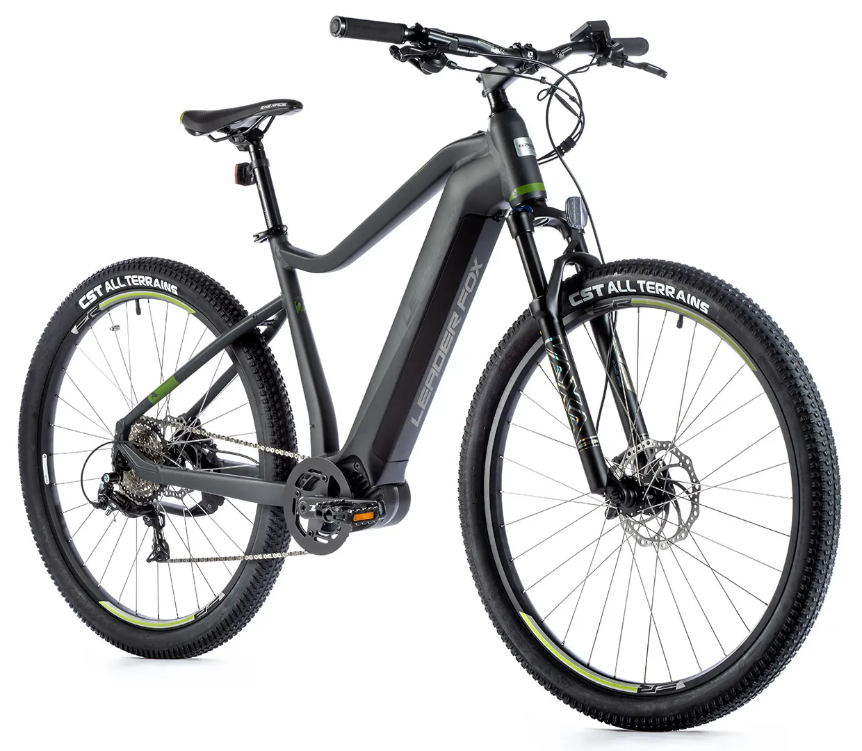 Bicicleta eléctrica de montaña Leader Fox SWAN Gent de 29″ talla 17.5″ color gris MTB Ebike