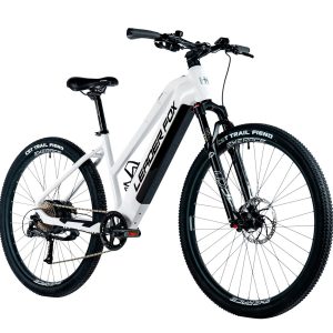 Bicicleta de montaña eléctrica marca Leader Fox modelo ARIMO de 29" BLANCO talla 17,5" MTB EBIKE