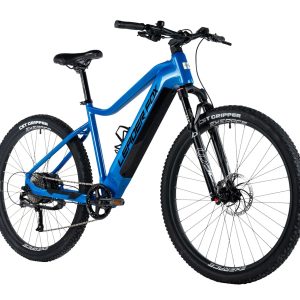 Bicicleta de montaña eléctrica marca Leader Fox modelo ARIMO de 29" azul talla L 20,5" MTB EBIKE