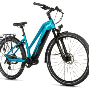 Bicicleta eléctrica trekking ebike Leader Fox EXETER 28" color turquesa talla 20" Lady