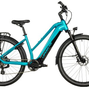 Bicicleta eléctrica trekking ebike Leader Fox EXETER 28" color turquesa talla 18" Lady