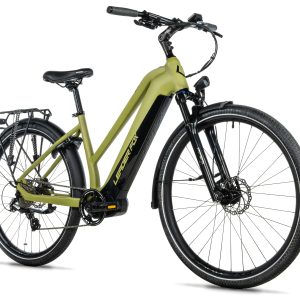 Bicicleta eléctrica trekking ebike Leader Fox EXETER 28" color VERDE MILITAR talla 20" Lady