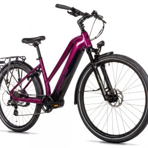 Bicicleta eléctrica trekking ebike Leader Fox EXETER 28" color violeta talla 18" Lady