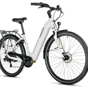 Bicicleta eléctrica urbana Leader Fox Induktora con ruedas de 28 pulgadas Blanco Talla 18"