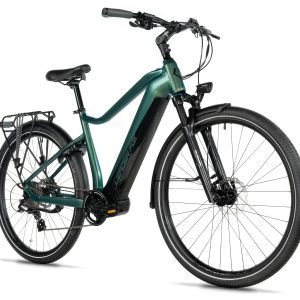 Bicicleta eléctrica trekking ebike Leader Fox EXETER 28" color verde brillo talla 20.5" Gent