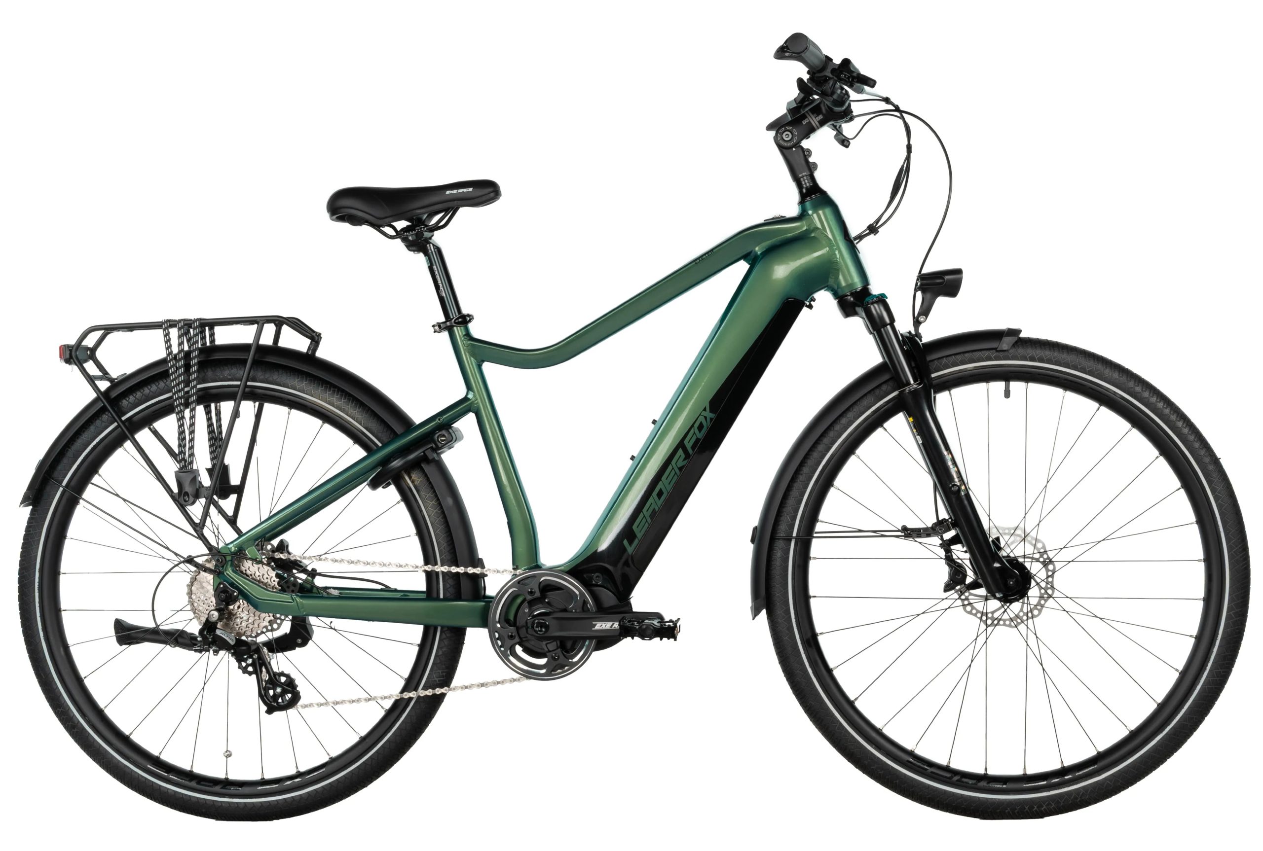 Bicicleta eléctrica trekking ebike Leader Fox EXETER 28" color verde brillo talla 20.5" Gent - Imagen 2