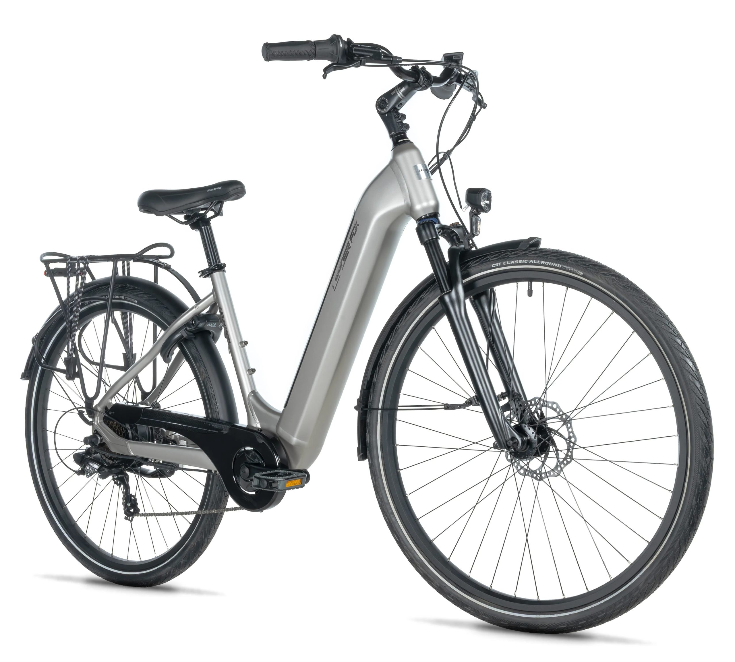 Bicicleta eléctrica urbana Leader Fox Induktora con ruedas de 28 pulgadas plata Talla 20″