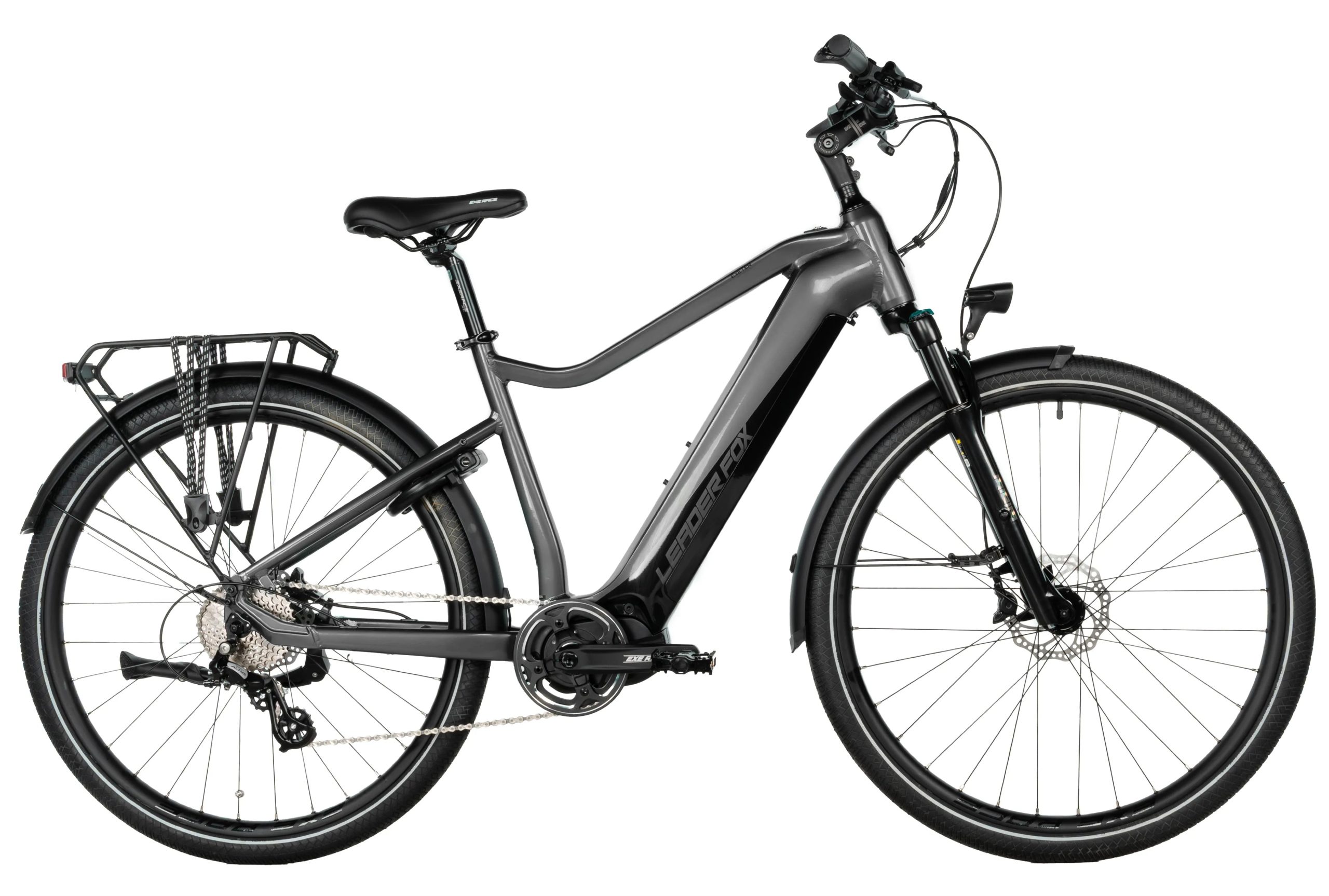 Bicicleta eléctrica trekking ebike Leader Fox EXETER 28" color gris talla 22.5" extra grande Gent - Imagen 2
