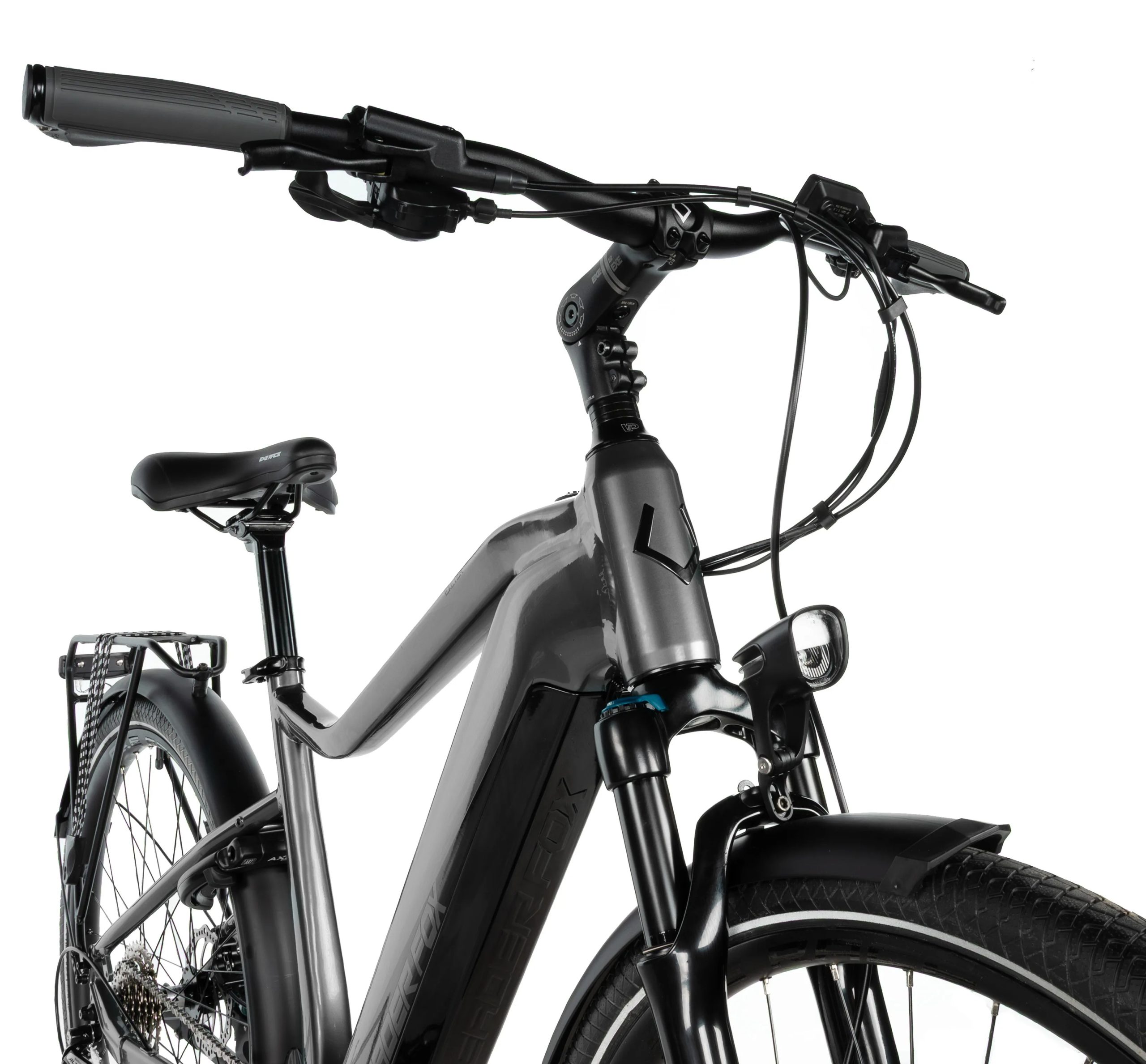 Bicicleta eléctrica trekking ebike Leader Fox EXETER 28" color gris talla 22.5" extra grande Gent - Imagen 3
