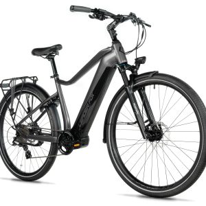 Bicicleta eléctrica trekking ebike Leader Fox EXETER 28" color gris talla 22.5" extra grande Gent