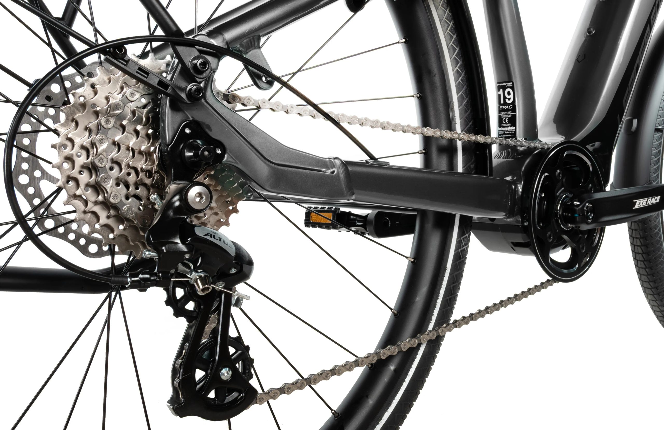 Bicicleta eléctrica trekking ebike Leader Fox EXETER 28" color gris talla 22.5" extra grande Gent - Imagen 5