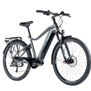 Bicicleta eléctrica trekking ebike Leader Fox DENVER 28" color gris brillo talla 22.5" Gent extra grande