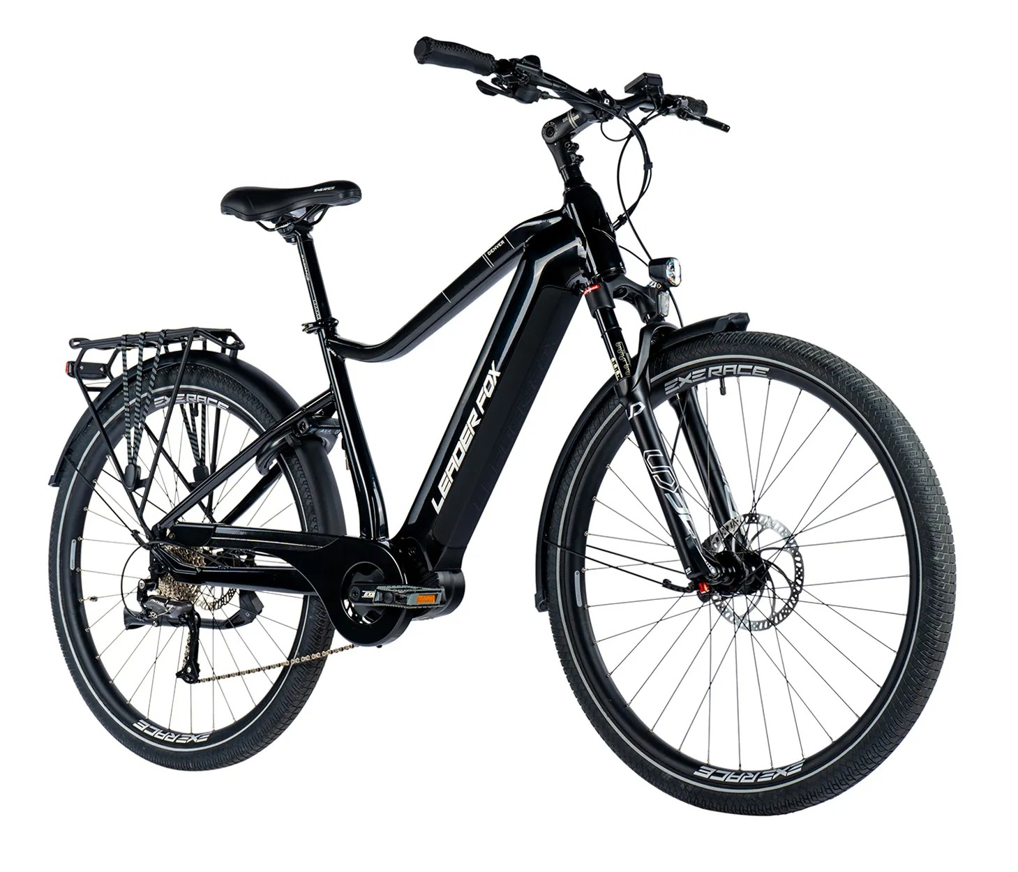 Bicicleta eléctrica trekking ebike Leader Fox DENVER 28″ color negro brillo talla grande 20.5″ Gent
