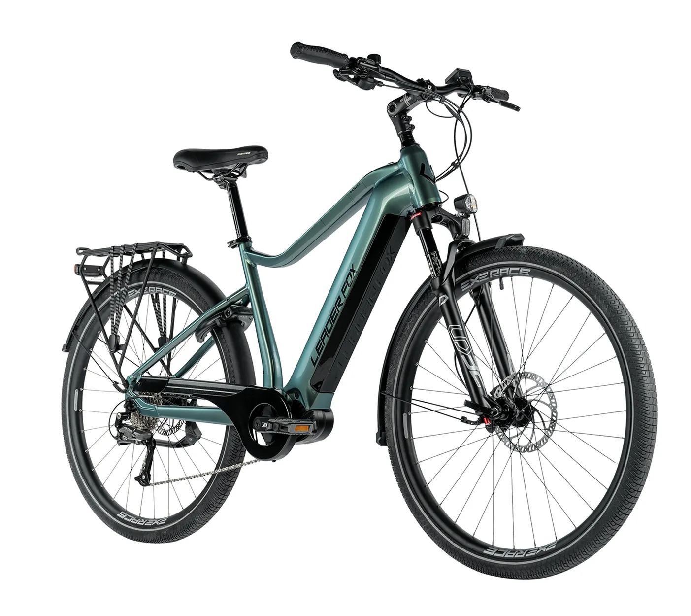 Bicicleta eléctrica trekking ebike Leader Fox DENVER 28″ color verde brillo talla grande 20.5″ Gent